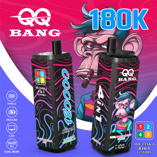 ad93616c-5d1a-4043-b77b-6243ebdda151 QQ Bang 180K Einweg-Vape: 4-in-1-Rotationssystem mit 180000 Puffs